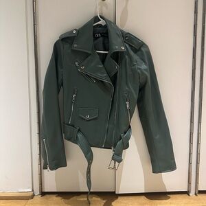 Zara Sage green leather jacket. Barely worn!